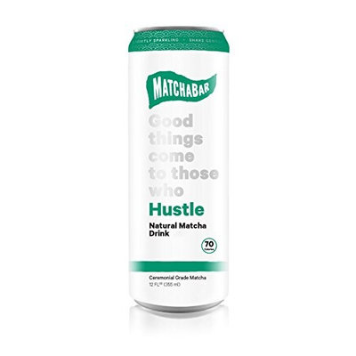 MatchaBar Hustle Energy Drink, Original Sparkling Natural Matcha Beverage, With Caffeine, Antioxidants, L-Theanine, 12 fl. oz. (Pack of 12)