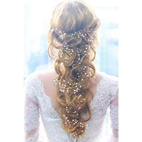 Missgrace Bridal Fashion Rose Gold Crystal Hair Vine Bridal Hair Jewelry Wedding Vintage Headpiece Women Leaf Headband Hair Accessory 39.4 Inches