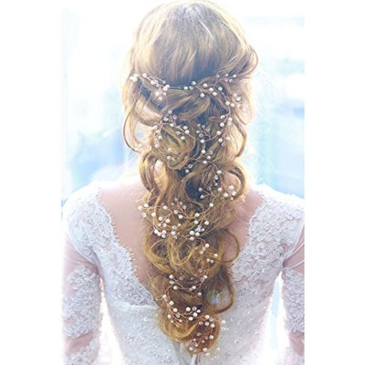 Missgrace Bridal Fashion Rose Gold Crystal Hair Vine Bridal Hair Jewelry Wedding Vintage Headpiece Women Leaf Headband Hair Accessory 39.4 Inches