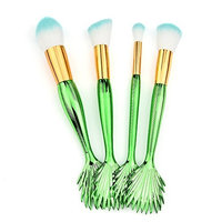 Fenleo 4 Pcs Mermaid Makeup Brush Set Professional Electroplated Handle Premium Synthetic Foundation Blending Blush Concealer Eye Face Liquid Powder Cream Cosmetics Brushes Kit B