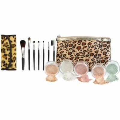 LEOPARD KIT w/ BRUSH BAG SET Mineral Makeup Bare Face Sheer Powder Matte Foundation Cover by Sweet Face Minerals (Warm-Neutral)
