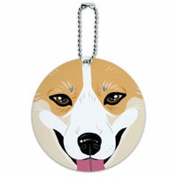 Pembroke Welsh Corgi Face Pet Dog Round ID Card Luggage Tag