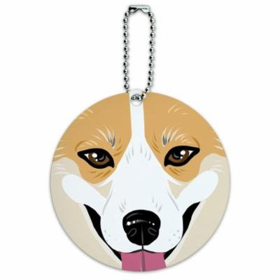 Pembroke Welsh Corgi Face Pet Dog Round ID Card Luggage Tag