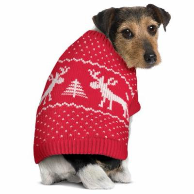Christmas Nordic Dog Sweater with Reindeer, Tree, Hearts, Medium