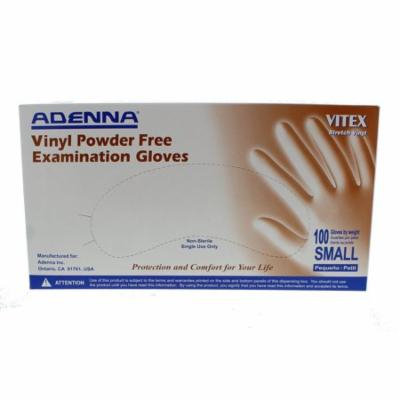 Adenna VTX992 VITEX Vinyl Powder Free Exam Gloves, Small, 1 Case