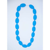 Blue Oval Silicone Teething Necklace for Moms and Teething Nursing Babies BPA Free Chewable Teething Beads 3406
