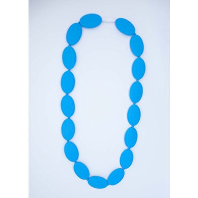 Blue Oval Silicone Teething Necklace for Moms and Teething Nursing Babies BPA Free Chewable Teething Beads 3406