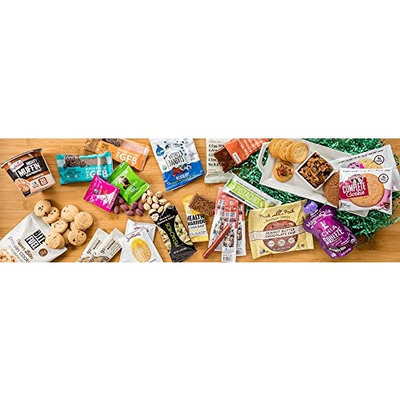 High Protein Healthy Snacks Fitness Box: Mix Of Natural, Organic, Non-GMO, Protein Bars, Cookies, Granola Mix, Jerky, Nuts, Premium Assortment Care Package (30 Count)