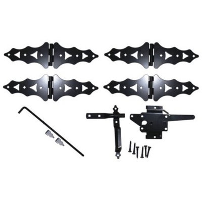 Wood Gate Hinges, Latch, Drop Rod - Wood Fence Double Gate Kit, 8