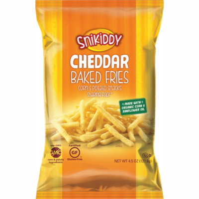 Snikiddy Cheddar Cheese Baked Fries 4.5 oz. Bag (8 Bags)