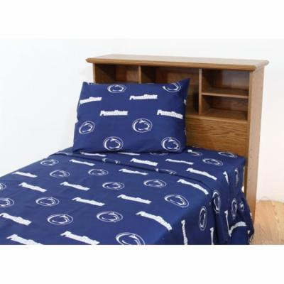 Penn State Nittany Lions 100% cotton, 4 piece sheet set - flat sheet, fitted sheet, 2 pillow cases, King, Team Colors