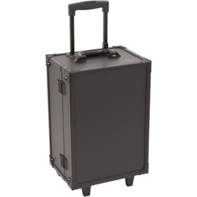 Sunrise Piscina Lighted Rolling Makeup Case Professional Nail Travel Wheel Organizer, Black Leatherette, 16 Pound