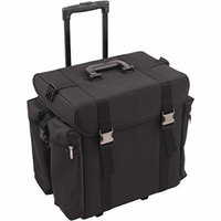 Sunrise Dei Frari Rolling Soft Sided Makeup Case Professional Nail Travel Wheel Organizer, Black Canvas, 13 Pound