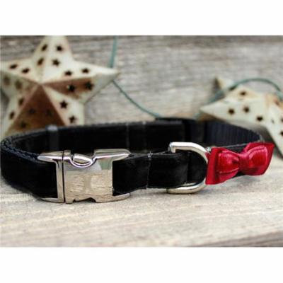 Diva Dog UBS51 Bowtie Red Velvet Dog Collar - Teacup Sized