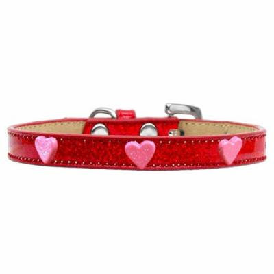 Pink Glitter Heart Widget Dog Collar Red Ice Cream Size 20