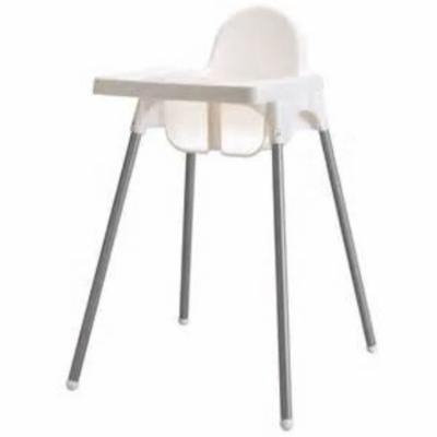 Ikea's ANTILOP Highchair with safety belt, white, silver color and ANTILOP Highchair white