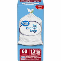 Great Value™ 13 Gallon Twist Tie Tall Kitchen Bags 60 ct Box