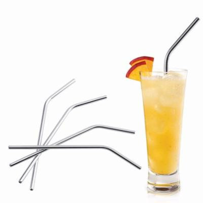 Estink Stainless Steel Drinking Straws, 4pcs Reusable Curved Straws with Free Cleaning Brush Included