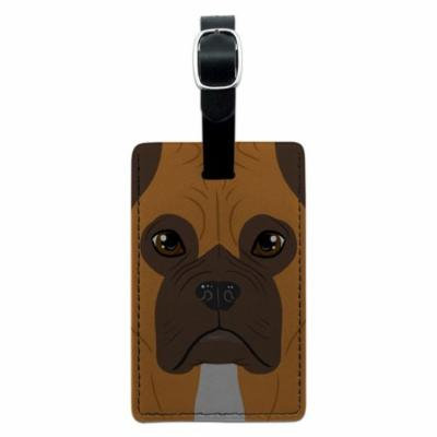 Boxer - Dog Pet Rectangle Leather Luggage ID Tag