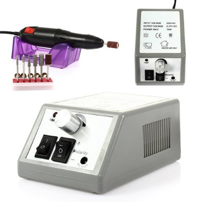 Besmall Electric Nail Drill Manicure Pedicure File Acrylic Kit Set Bits Gel Polish Grey (main control machine) & Black (hand pie