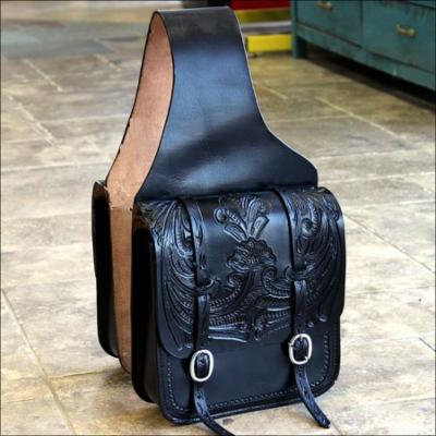 HILASON WESTERN LEATHER COWBOY TRAIL RIDE HORSE SADDLE BAG 12 X 11 X 3.5 INCH