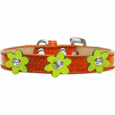Metallic Flower Ice Cream Collar Orange With Metallic Lime Green Flowers Size 14