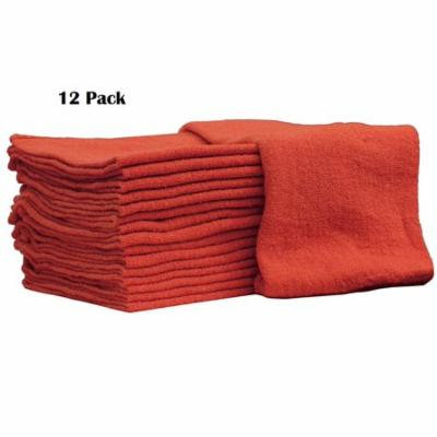 Auto-Mechanic Shop towels, Rags 100% Cotton Commercial Grade Perfect for your Home Garage & Auto Body Shop (14x14) inches, 12 Pack, (Red)