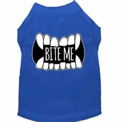 Bite Me Screen Print Dog Shirt Blue Xs (8)
