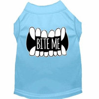 Bite Me Screen Print Dog Shirt Baby Blue Lg (14)