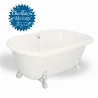 American Bath Factory T071A-WH-C-B Champagne Melinda 60 in. Bisque Acrastone Tub & Drain, White Metal Finish, Large