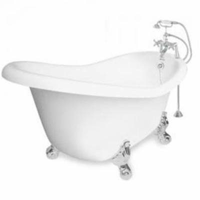 American Bath Factory T021B-CH-R Champagne Marilyn 67 in. White Acrastone Air Bath Tub, Chrome Metal Finish, Large
