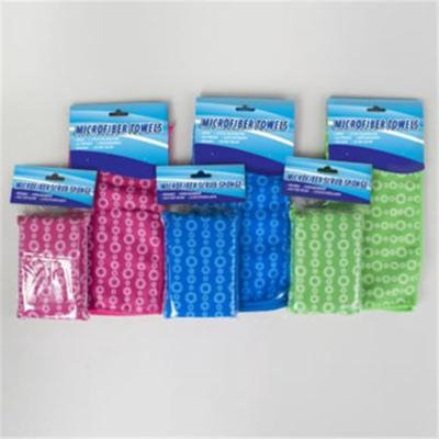 Regent Products G11336 Microfiber Printed Scrub Sponge 2 Pack 12 x 12 in. Towel 3 Assorted Colors - Pack Of 72