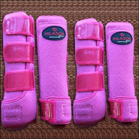MEDIUM HILASON GLITTER PINK HORSE FRONT REAR LEG PROTECTION SPORTS BOOTS 4 PACK