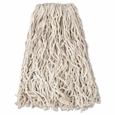 Rubbermaid Commercial Economy Cotton Mop Heads, Cut-End, Cotton, White, 20 oz, 1-in. White Headband - 12 wet mop heads per case.