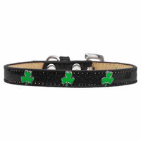 Shamrock Widget Dog Collar Black Ice Cream Size 10