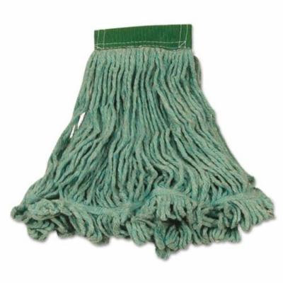Rubbermaid Commercial Super Stitch Blend Mop Heads, Cotton/Synthetic, Green, Medium - six wet mop heads per case.