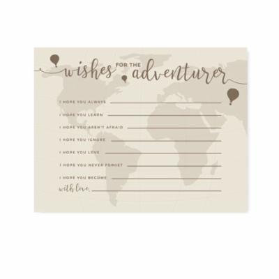 Hot Air Balloon World Map, Vintage Tan Brown, Wishes for the Adventurer Cards, 20-Pack, Games Activities
