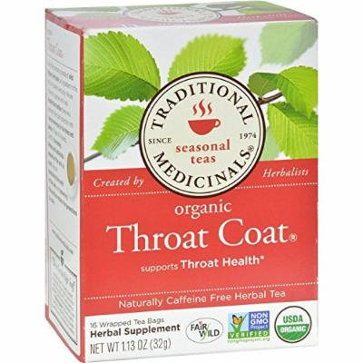 2 Packs of Traditional Medicinals Organic Throat Coat Herbal Tea - 16 Tea Bags - Case Of 6