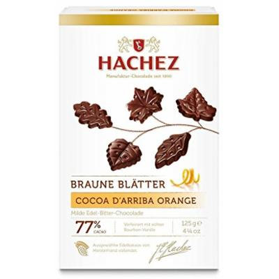 Hachez Braune Blätter Cocoa d'Arriba Orange (125 g)