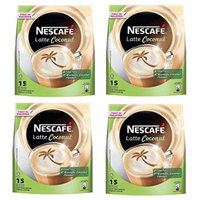 4 PACK NESCAFÉ Latte Coconut Instant Coffee Powder - 15 sachets x 30gm – Rich Delicious Aromatic Creamy Non-Bitter PreMix Coffee with Coconut flavor – GET IN ONE WEEK – FREE EXPRESS SHIPPING