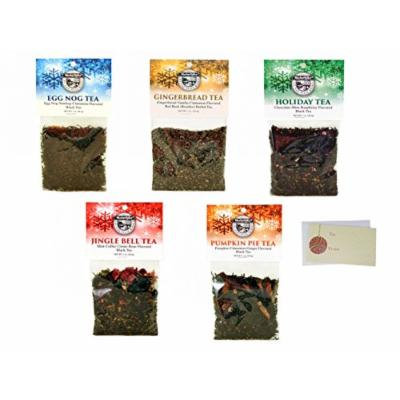 Market Spice Loose Leaf Tea, Christmas Holiday Tea Gift Set In Egg Nog, Gingerbread, Pumpkin Pie, Holiday And Jingle Bell Flavors. Tea Sampler Set, Assortment Variety Tea Pack Of 5 - 1 Oz. Each.