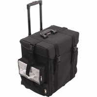 Sunrise La Croce Soft Sided Rolling Makeup Case Professional Nail Travel Wheel Organizer, Black Canvas, 15 Pound