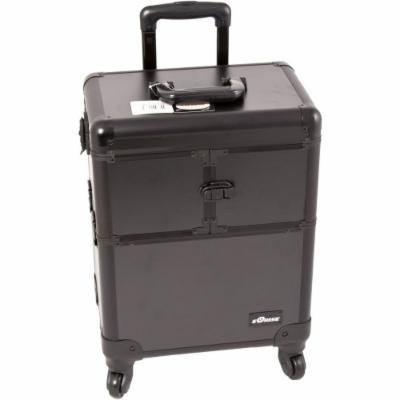 Sunrise C6304 3-Tiers Accordion Trays Professional Rolling Aluminum Cosmetic Makeup Case, Black Matte, 16 Pound