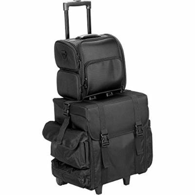 Sunrise 2-In-1 Soft-sided Rolling Makeup Case Professional Nail Travel Wheel Organizer Black Canvas, Piovan, 17 Pound