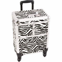 Sunrise Le Sechere Heavy Duty Rolling Makeup Case Professional Nail Travel Organizer Box, Zebra, 16 Pound