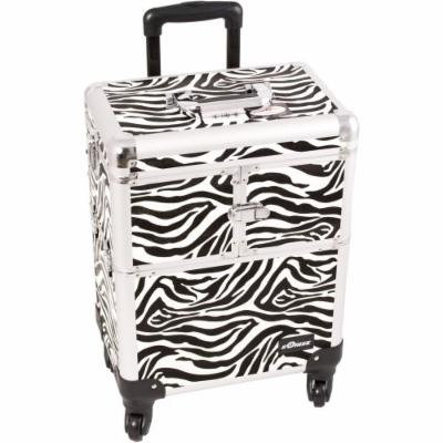 Sunrise Le Sechere Heavy Duty Rolling Makeup Case Professional Nail Travel Organizer Box, Zebra, 16 Pound