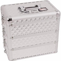 Sunrise Del Prefetto Heavy Duty Makeup Case Professional Nail Travel Organizer Box, Silver Diamond, 10 Pound