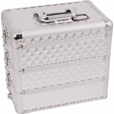 Sunrise Del Prefetto Heavy Duty Makeup Case Professional Nail Travel Organizer Box, Silver Diamond, 10 Pound
