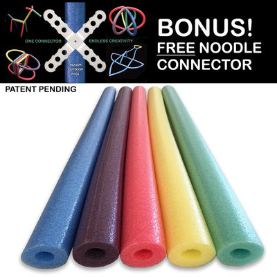 Oodles Of Noodles Famous Foam Pool Noodles - 5 PACK Random Colors FREE Connector