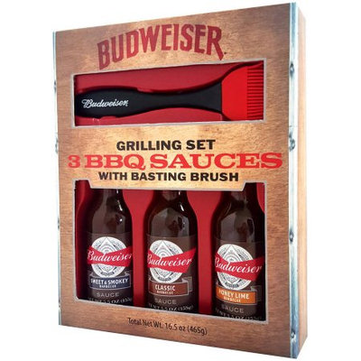 Budweiser 3 BBQ Sauces with Basting Brush Grilling Set, 4 pc